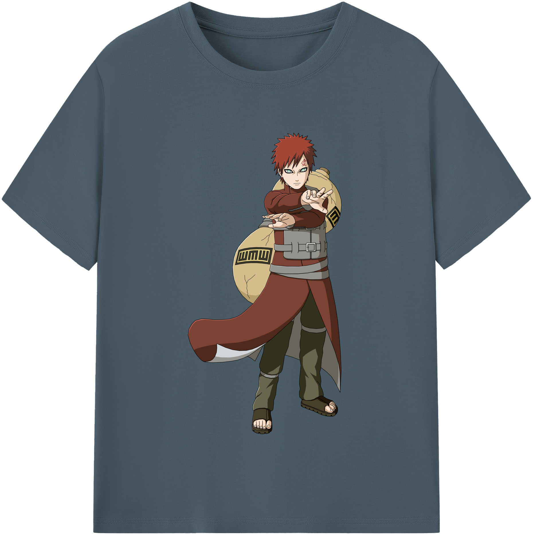 （画像用） NARUTO -ナルト- ガアラ Gaara 綿100％半袖Tシャツ（フロントプリント）